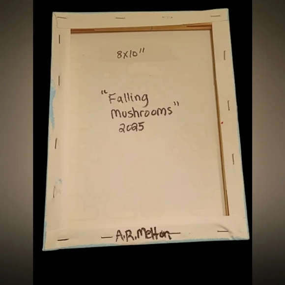 Handpainted Colorful Mushroom Canvas Art Wall Decor 8x10 Boho Cottagecore Gift - Picture 3 of 3